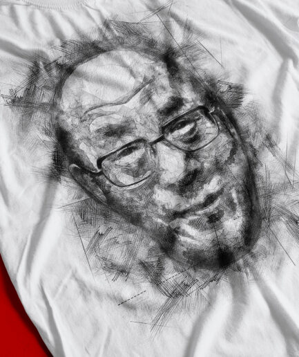 Dalai Lama T-Shirt Buddhist Monk Tenzin Gyatso Portrait Art Fan Tee Close-up