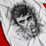 Tony Montana T-shirt Scarface Al Pacino Portrait Art Tee Close-up